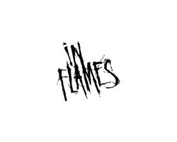 In flames