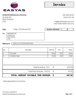 Invoice template with