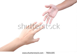 Two hands reaching