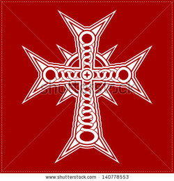 White cross red background